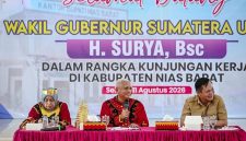 Wakil Gubernur Sumatera Utara, Surya, saat memimpin rapat koordinasi penguatan pelaksanaan Universal Health Coverage di Pendopo Bupati Nias Barat, Selasa (11/8/2026). Foto: Ist.