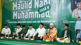 Peringatan Maulid Nabi Muhammad SAW 1448 H yang digelar Ikatan Pelajar, Guru-Dosen, dan Sarjana Al-Washliyah Sumut di Medan, Selasa (25/8/2026). Pj Sekdaprov Sumut Timur Tumanggor hadir dan mengajak memaknai peringatan ini sebagai momentum memperkuat sinergi dan kolaborasi membangun daerah. Foto: Ist.