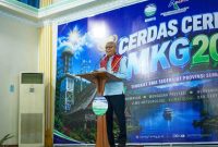 Wakil Gubernur Sumatera Utara, Surya, menyampaikan sambutan sekaligus apresiasi atas penyelenggaraan Lomba Cerdas Cermat BMKG Tahun 2026 tingkat SMA/MA/SMK sederajat se-Sumatera Utara di Balai Besar BMKG Wilayah I Medan, Selasa (4/8/2026). Foto: Ist.