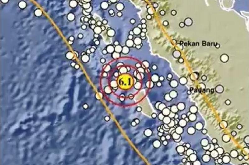 Gempa bumi M6,1 mengguncang Nias Selatan, Sumatera Utara (Sumut), Selasa (18/8/2026), pukul 13.02 WIB. Foto: BMKG.