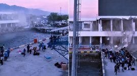 Detik-detik gempa dahsyat di Pelabuhan Maumere membuat jembatan menuju kapal roboh hingga sejumlah penumpang berjatuhan ke laut. Foto: Ist.