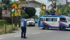 Sosialisasi jalur alternatif Medan-Berastagi yang dilakukan Dinas Perhubungan Deli Serdang. Foto: Ist.