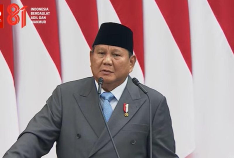 Presiden Republik Indonesia, Prabowo Subianto, menyampaikan Pidato Kenegaraan dalam Sidang Tahunan MPR RI dan Sidang Bersama MPR, DPR, serta DPD RI Tahun 2026 di Kompleks Parlemen, Jakarta, Jumat (14/8/2026). Foto: Ist.