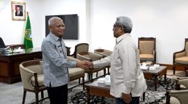 Wakil Gubernur Sumut Surya menerima Kepala Perwakilan BKKBN Sumut Mahyuzar dalam pembahasan penguatan ketahanan keluarga dan dinamika kependudukan di Sumatera Utara. Foto: Ist.