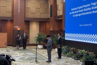 Menteri Keuangan Suahasil Nazara memimpin prosesi pelantikan 14 pejabat tinggi di lingkungan Kementerian Keuangan, Jakarta, Senin (21/9/2026). Foto: Ist.