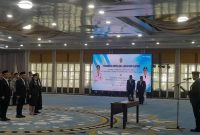 Gubernur Sumut Bobby Nasution melantik tiga pejabat eselon II di lingkungan Pemprov Sumut dalam prosesi di Aula Tengku Rizal Nurdin, Jumat (18/9/2026). Foto: Ist.