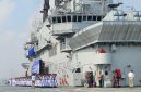 Suasana prosesi pergantian bendera dan peresmian KRI Sriwijaya-100, kapal induk pertama Indonesia, di Dermaga 107 Pelabuhan Tanjung Priok, Jakarta Utara, Kamis (24/9/2026). Eks kapal Italia Giuseppe Garibaldi kini resmi mengibarkan Merah Putih dan bergabung memperkuat armada TNI Angkatan Laut. Foto: Ist.