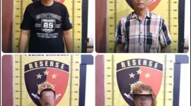 Empat pria yang mengaku wartawan dan LSM, yakni AP, AA, PMS, dan ZK. Foto: mistar.id.