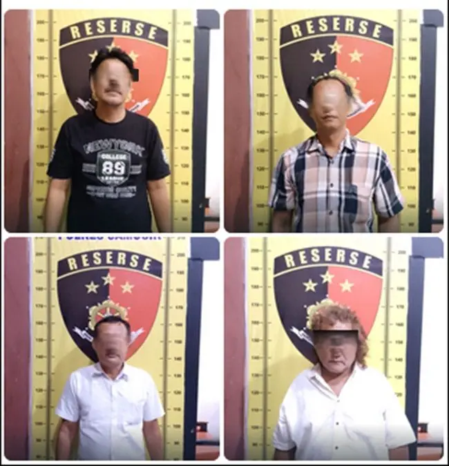 Empat pria yang mengaku wartawan dan LSM, yakni AP, AA, PMS, dan ZK. Foto: mistar.id.
