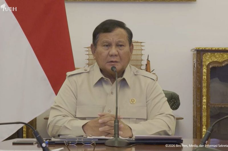 Presiden Prabowo Subianto memimpin langsung Rapat Terbatas penanganan bencana secara daring dari Istana Merdeka, Jakarta, Senin (7/9/2026). Foto: Ist.