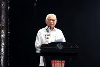 Wakil Gubernur Sumatera Utara Surya saat memberikan sambutan pembukaan Rakernas V MPK di Sopo Partungkoan, Tarutung, Kamis (15/10/2026). Foto: Ist.