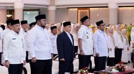 Gubernur Sumatera Utara Muhammad Bobby Afif Nasution bersama pimpinan OPD dan ratusan ASN Pemprov Sumut menghadiri Pengajian Rutin di Aula Raja Inal Siregar, Kantor Gubernur Sumut, Medan, Rabu (21/10/2026). Foto: Ist.