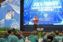 Gubernur Sumut Bobby Nasution saat menyampaikan pentingnya peran ibu dan kader PKK dalam melindungi anak-anak dari ancaman narkoba dan bullying pada acara Puncak HKG PKK ke-54 di Hotel Grand Mercure, Medan, Kamis (22/10/2026). Foto: Ist.