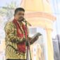 Gubernur Sumatera Utara, Muhammad Bobby Afif Nasution, menyampaikan sambutan serta imbauan kepada rumah ibadah untuk aktif terlibat dalam upaya pemberantasan narkoba pada acara Pemberkatan Santuario Paroki St. Yohanes Paulus II di Namo Pencawir, Kabupaten Deliserdang. Foto: Ist.