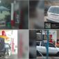 Suasana pengisian sejumlah mobil diduga memiliki tangki modifikasi di SPBU Horas Hutagalung. Foto: D|repro_ig